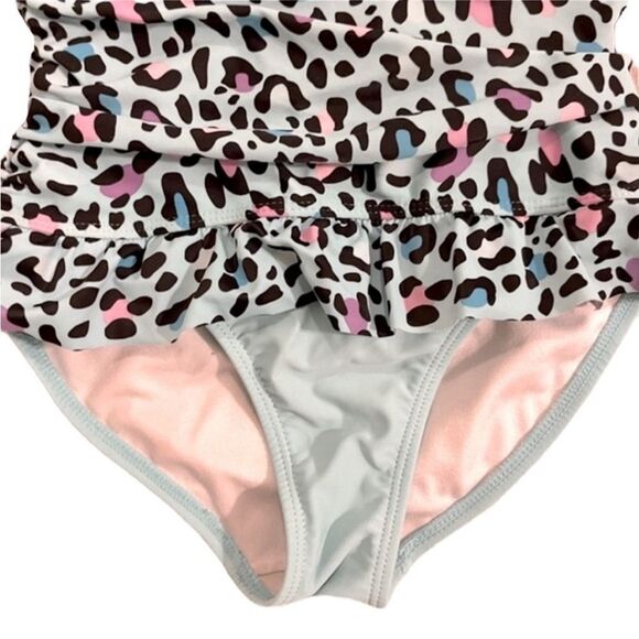 OP Blue Leopard Print Skirted One Piece Swimsuit - Picture 3 of 9